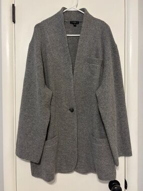 J. Crew #BA551 Women's Plus Wool-Blend Cocoon Sweater-Blazer 2X Gray Pockets